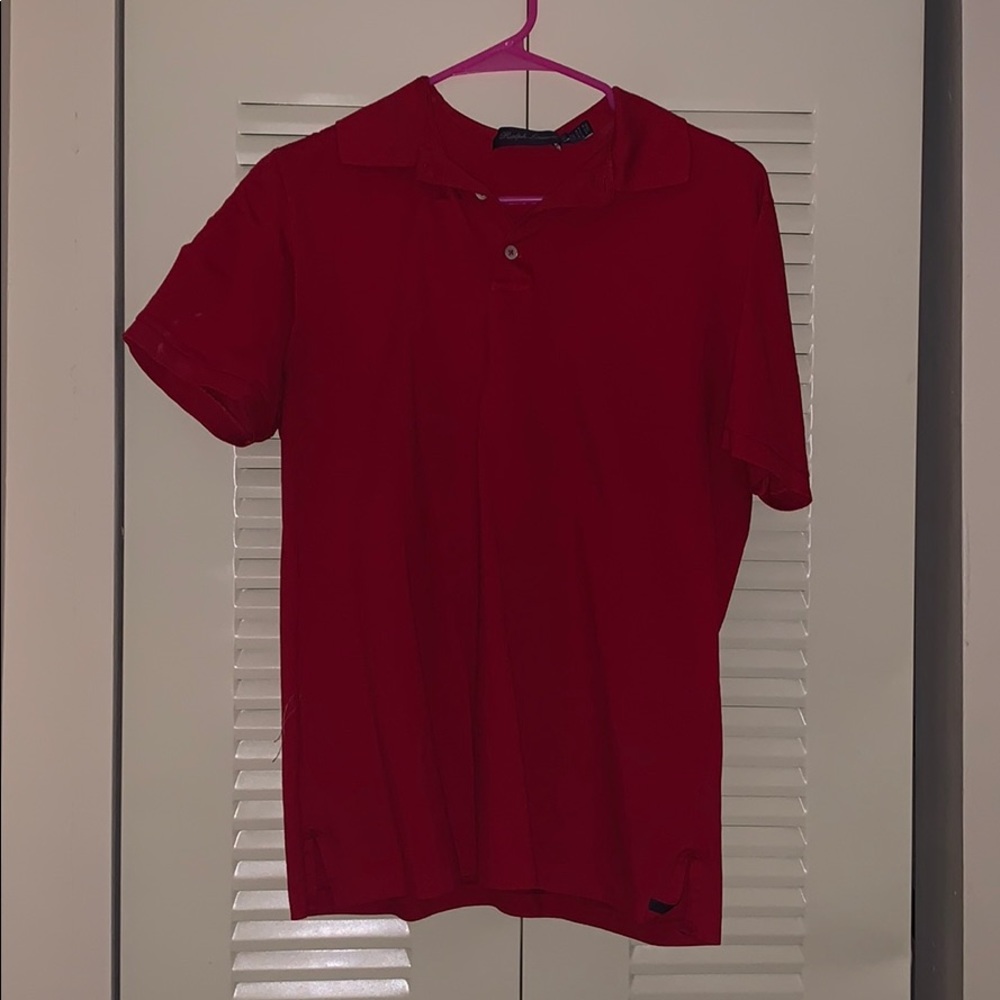 Red polo shirt